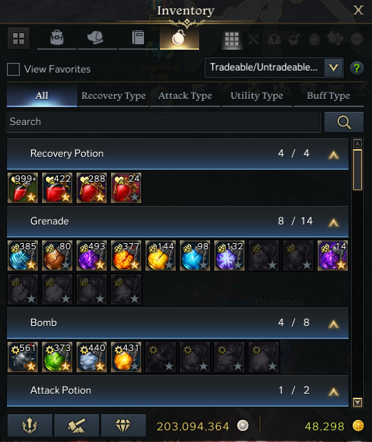 LOA Battle Item Inventory 1