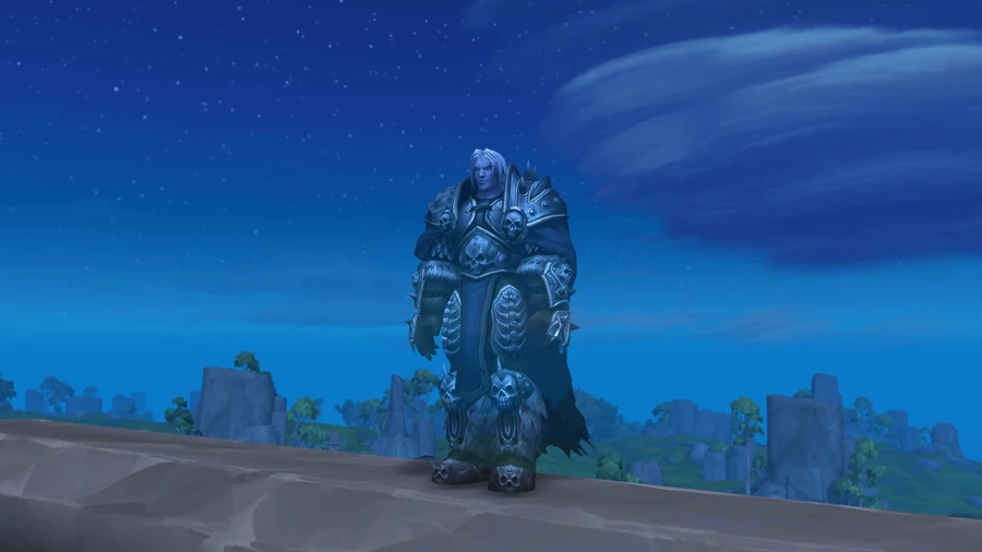 Heavily armored character figure as the Lich King
