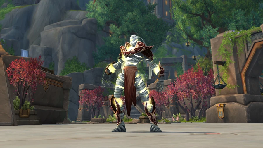 Character wrapped in energy and strips of fabric