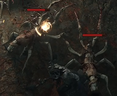 Visual example of an enemy (left) that's primed for stun by a Boneshatter Warbringer