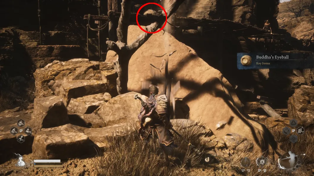 If you turn around right after collecting the third Eye, you can see the fourth Eye up on some wooden platforms.