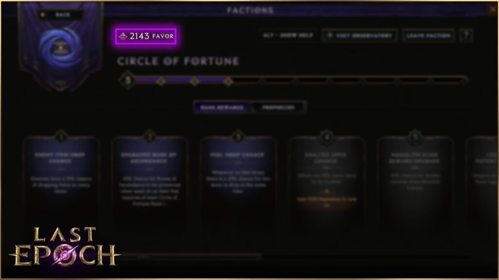 Favor on the Item Faction Panel