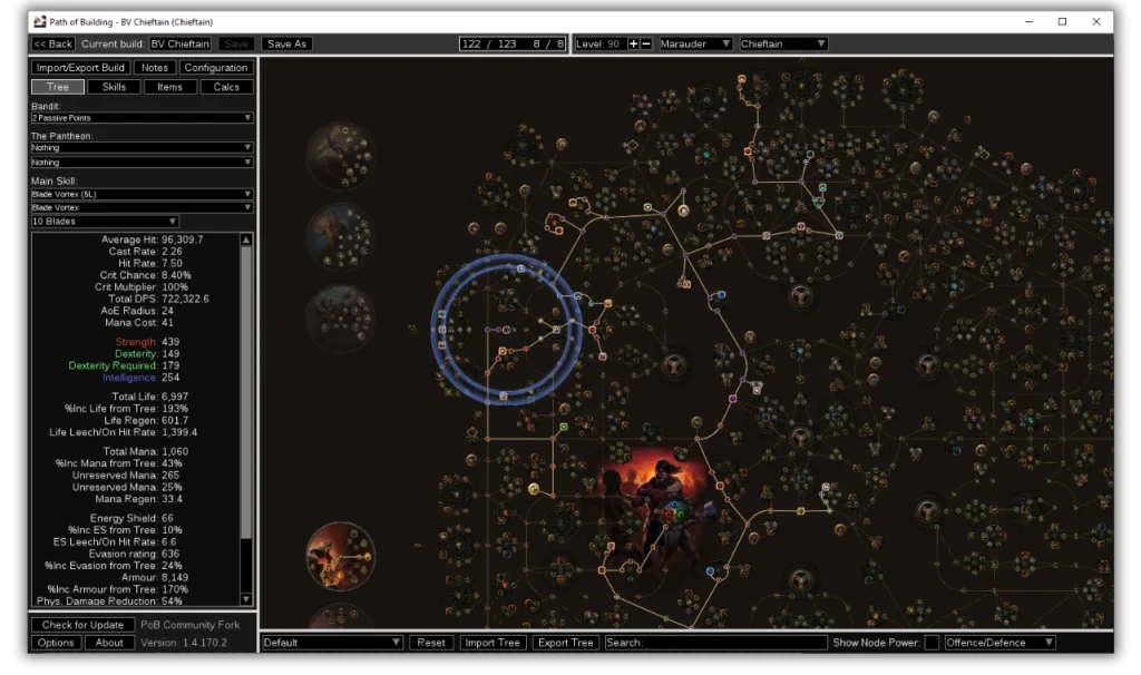 Path of Building release example image showing the UI for Path of Exile 1