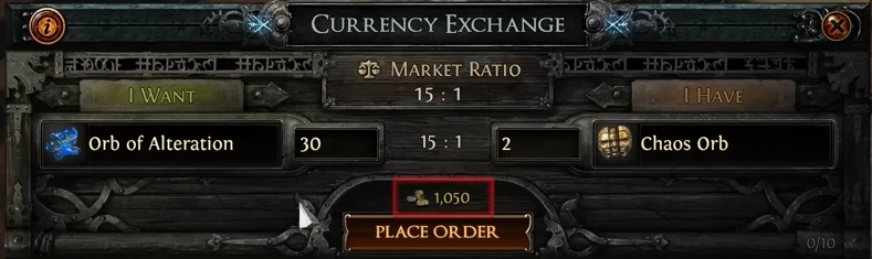 Poe Currency Exchange Price 1