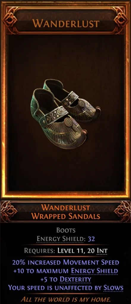 Wanderlust are popular and powerful movement speed leveling uniques in PoE 2.